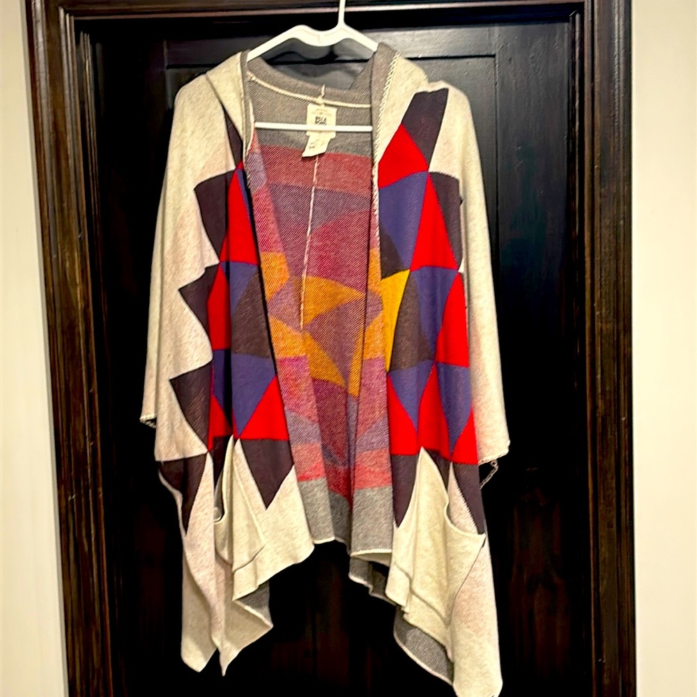 Billabong Geometric Print Hooded Knit Cardigan Sweater Size Small S